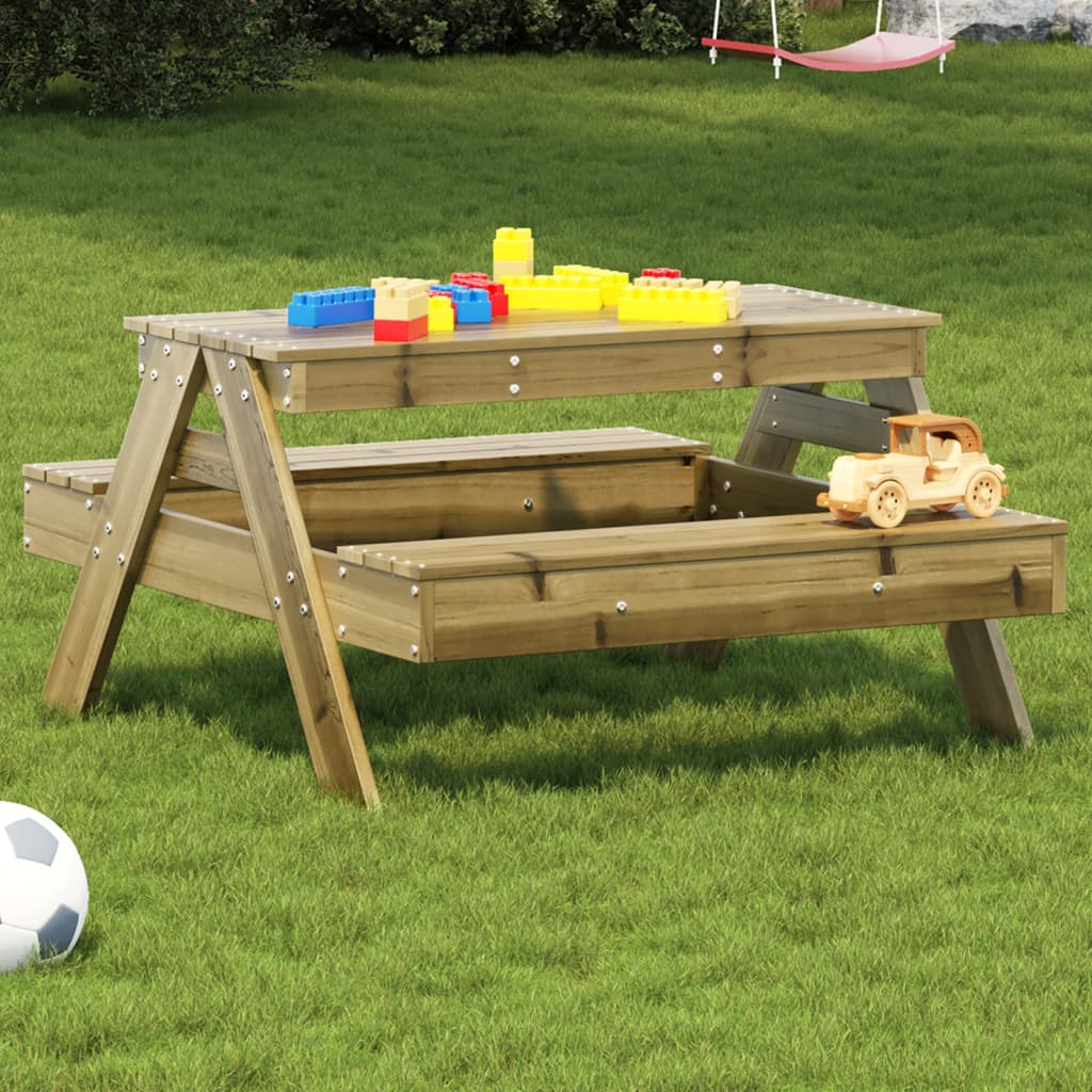 vidaXL Picknickbord för barn 88x97x52 cm massiv impregnerad furu