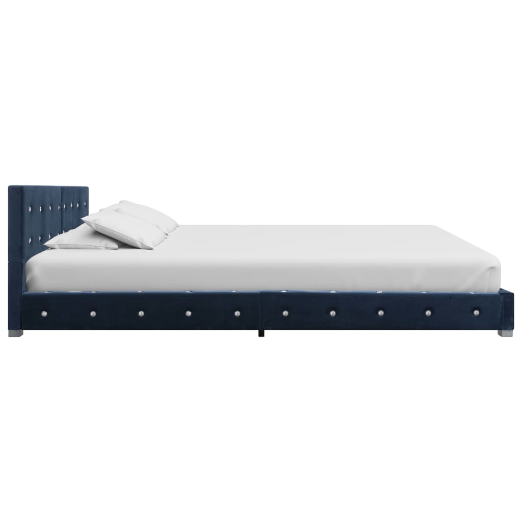 vidaXL Säng med madrass blå sammet 160x200 cm
