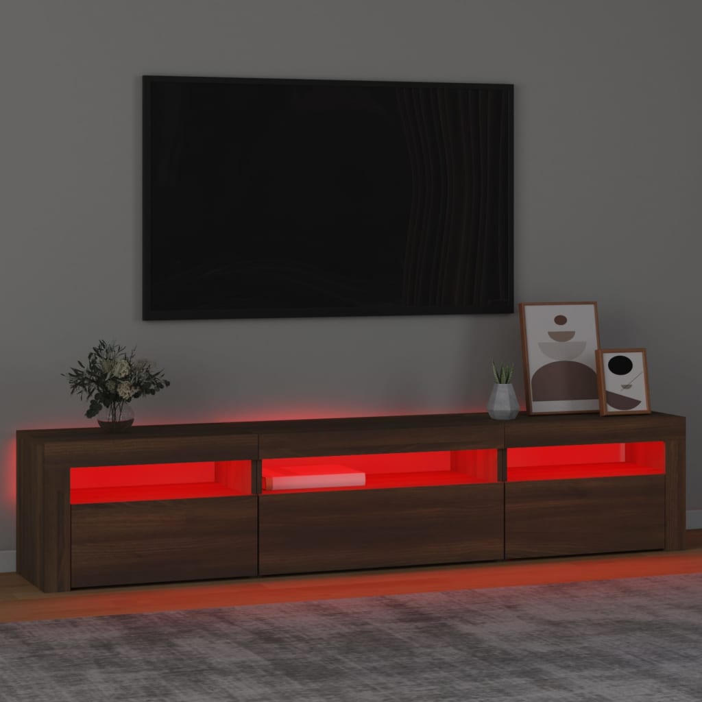 vidaXL Tv-bänk med LED-belysning brun ek 195x35x40 cm
