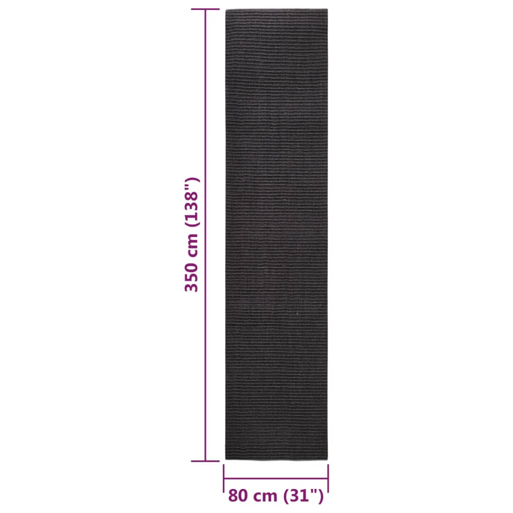 vidaXL Sisalmatta för klösstolpe svart 80x350 cm