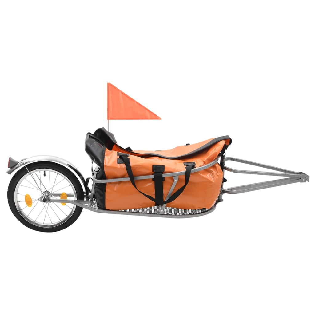 vidaXL Cykelvagn för bagage med väska orange och svart