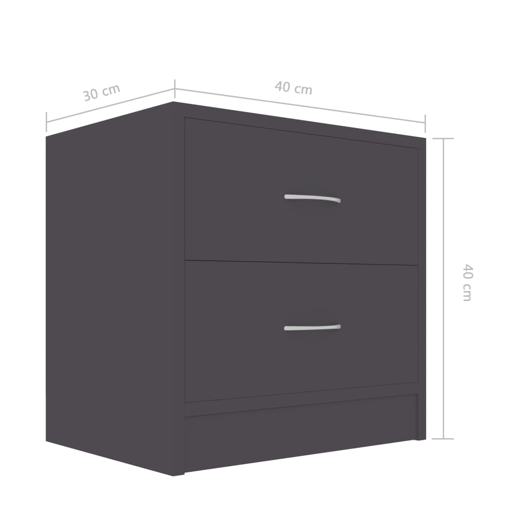 vidaXL Sängbord grå 40x30x40 cm konstruerat trä