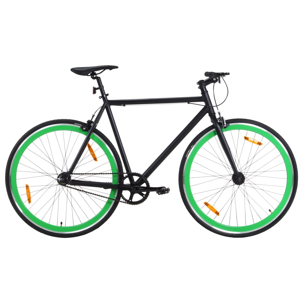vidaXL Fixed gear cykel svart och grön 700c 59 cm