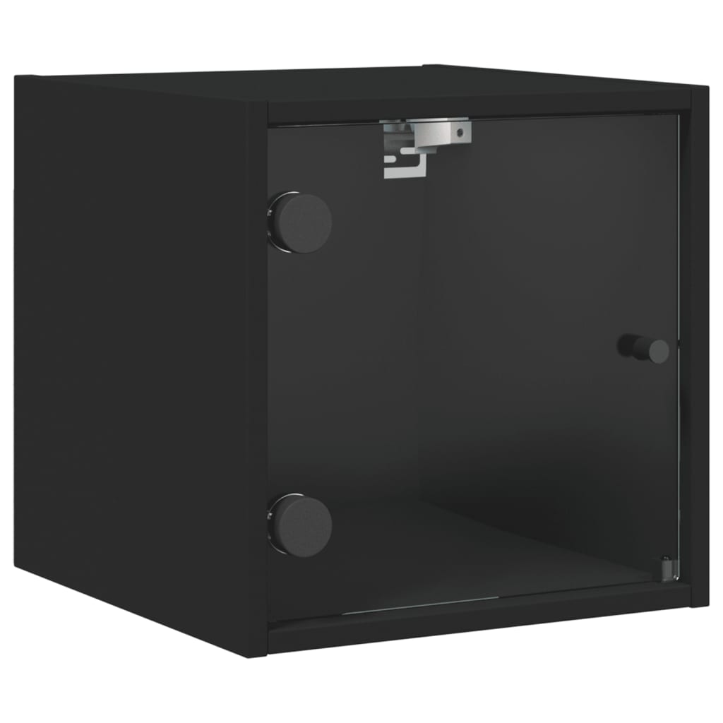vidaXL Sängskåp med glasdörr svart 35x37x35 cm