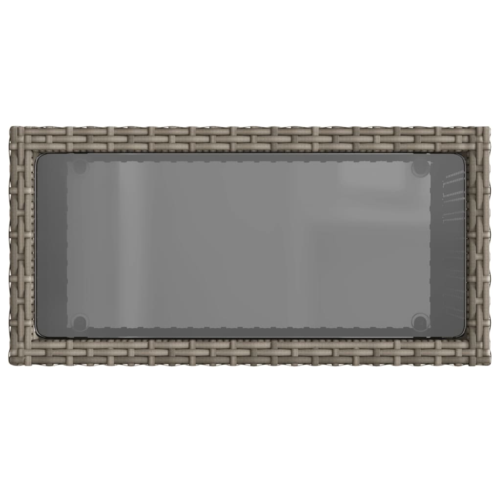 vidaXL Trädgårdsbord med glasskiva grå 58x27,5x55 cm konstrotting