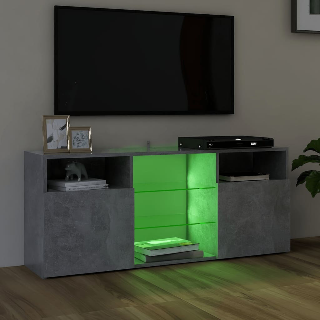 vidaXL TV-bänk med LED-belysning betonggrå 120x30x50 cm