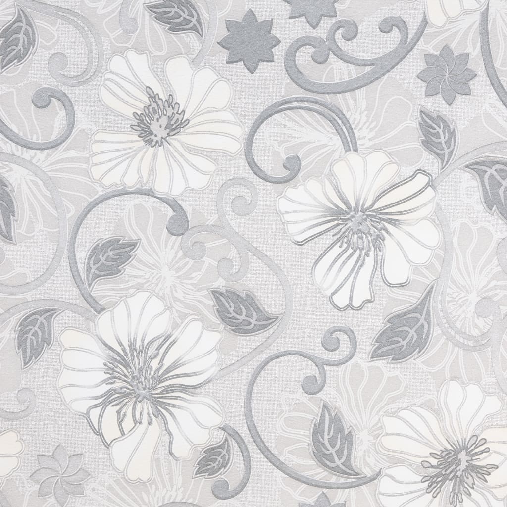 vidaXL Tapet 3D blommönster grå