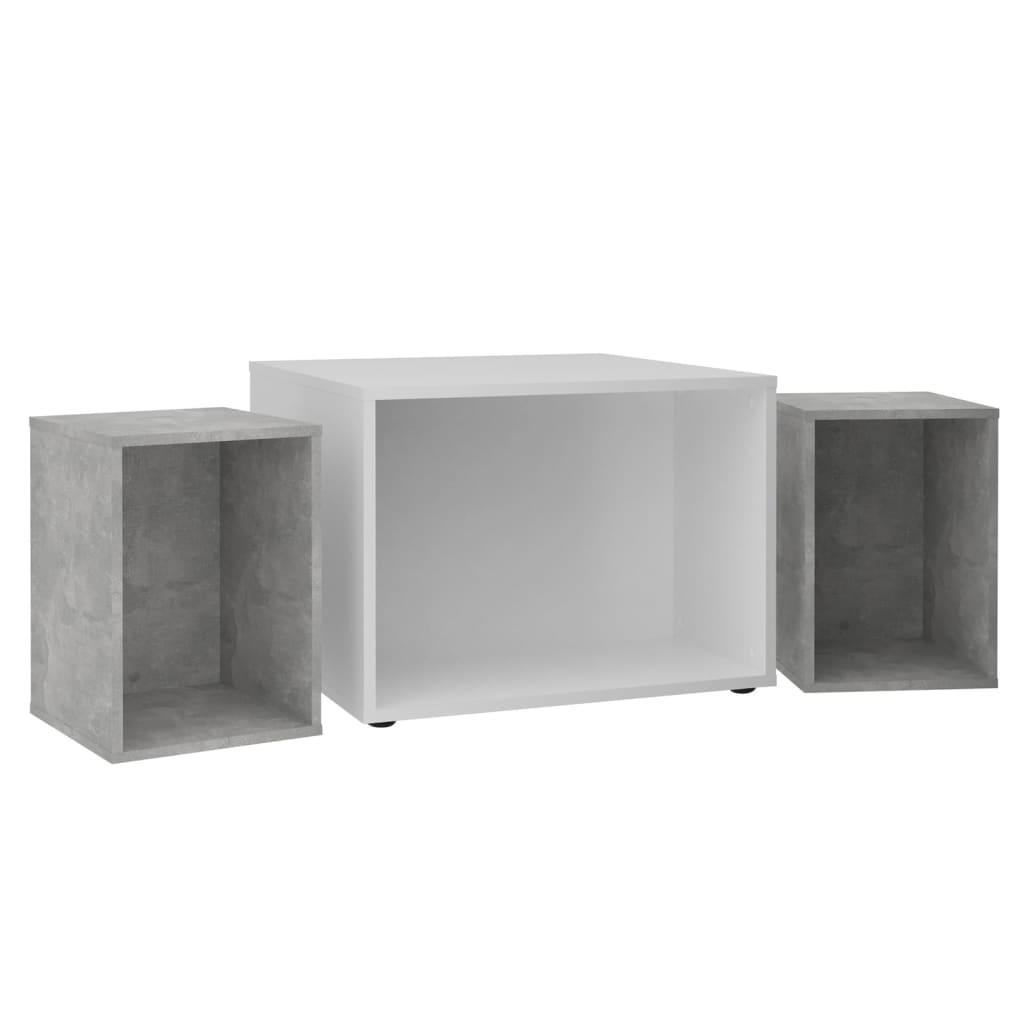 FMD Soffbord med 2 sidobord 67,5x67,5x50 cm vit och betong