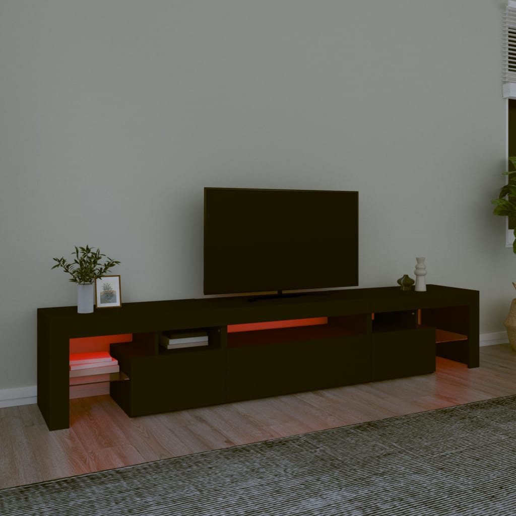 vidaXL Tv-bänk med LED-belysning Svart 215x36,5x40 cm