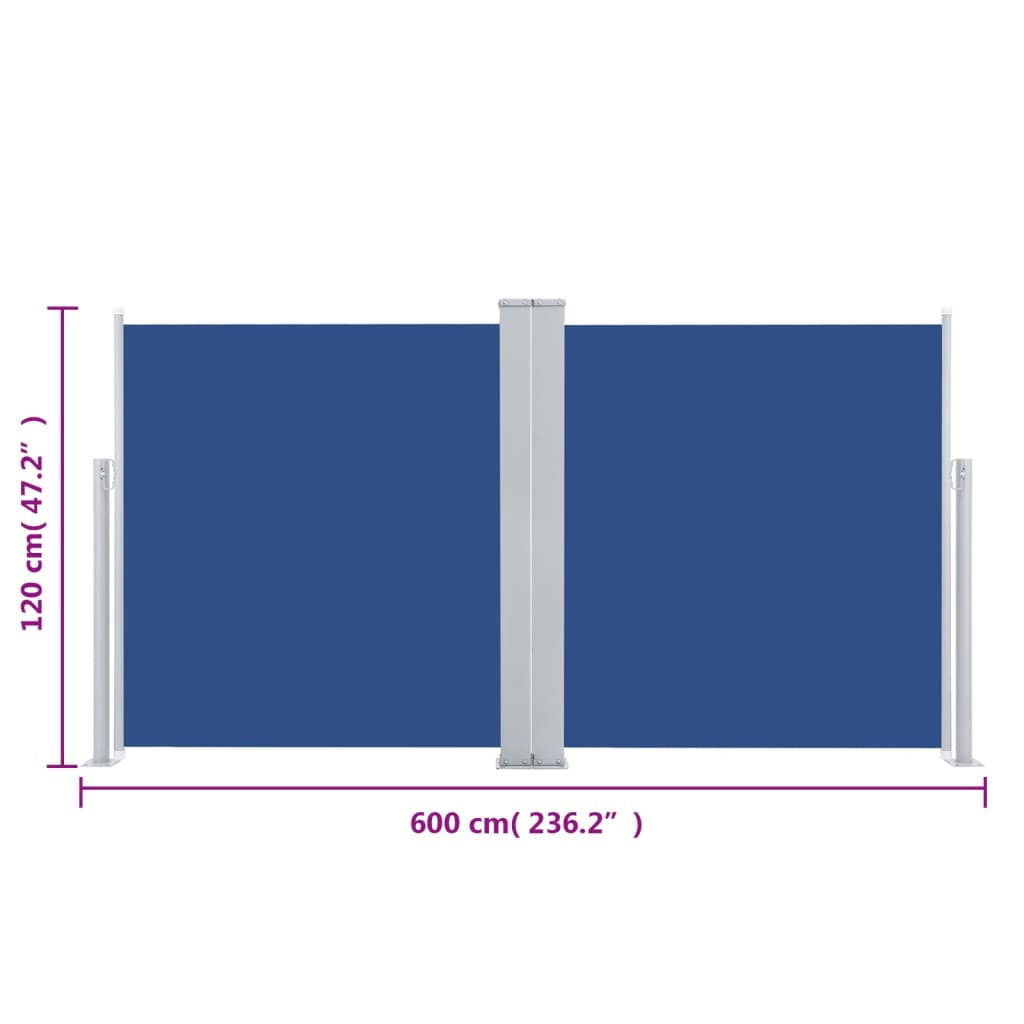 vidaXL Infällbar sidomarkis blå 120x600 cm