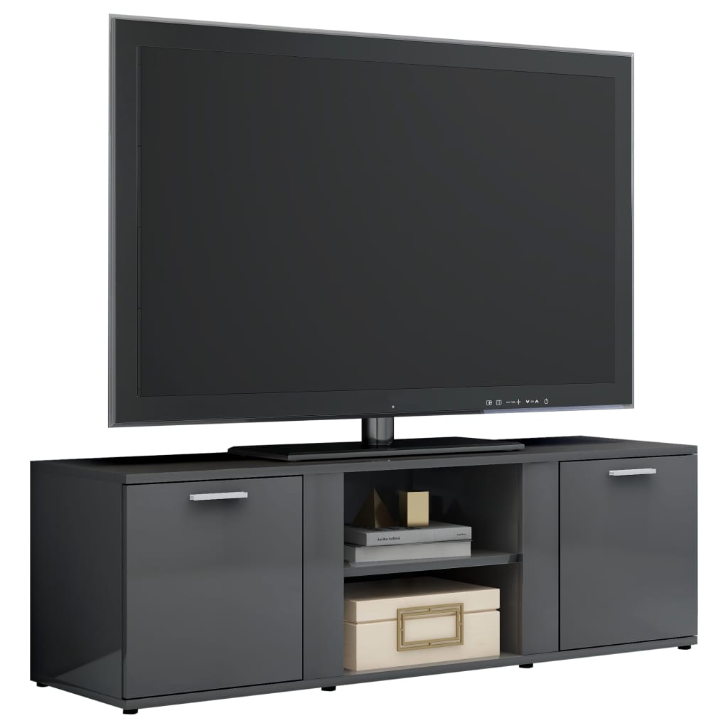 vidaXL TV-bänk grå högglans 120x34x37 cm spånskiva