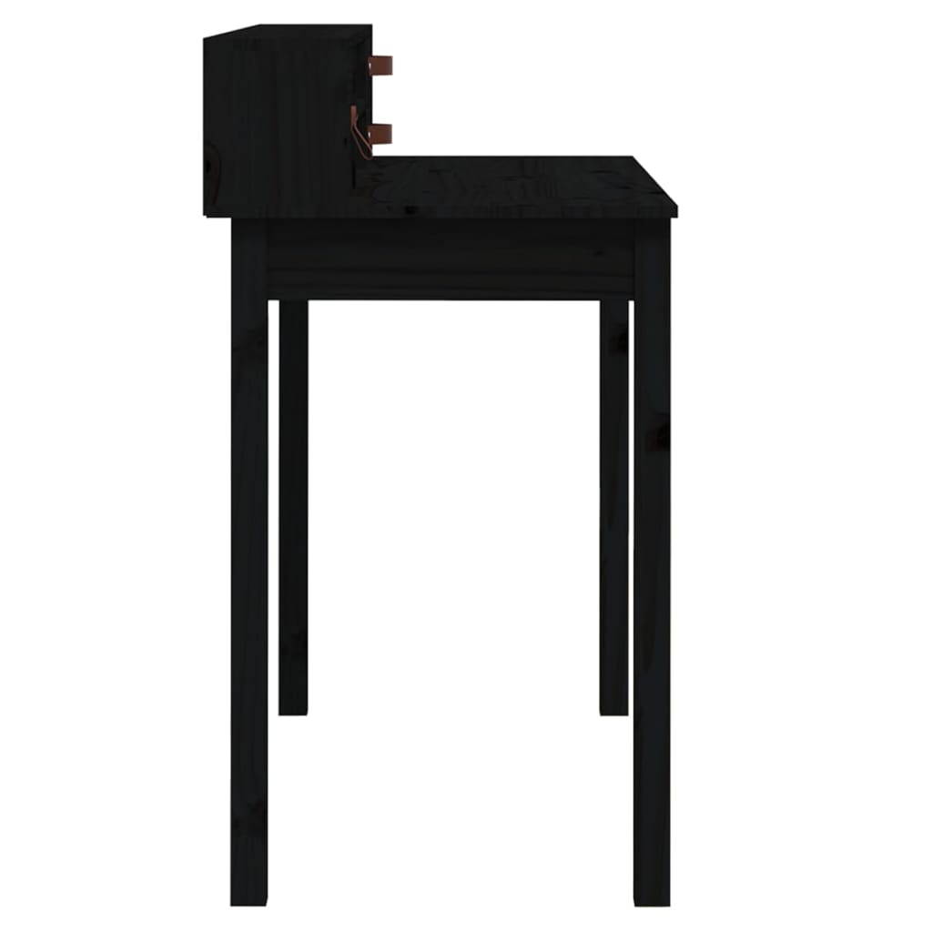 vidaXL Skrivbord svart 110x50x93 cm massiv furu