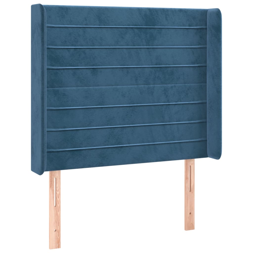 vidaXL Sänggavel med kanter mörkblå 103x16x118/128 cm sammet