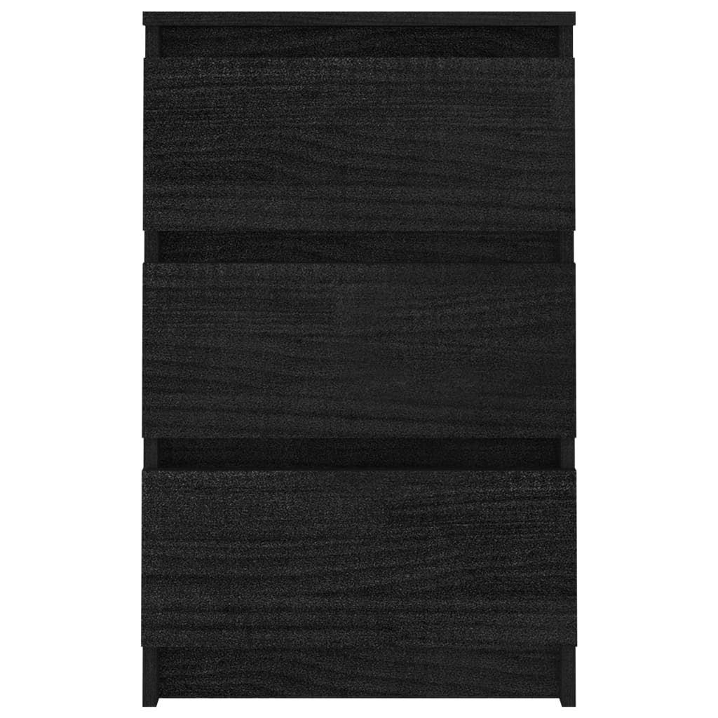 vidaXL Sängbord svart 40x29,5x64 cm massiv furu