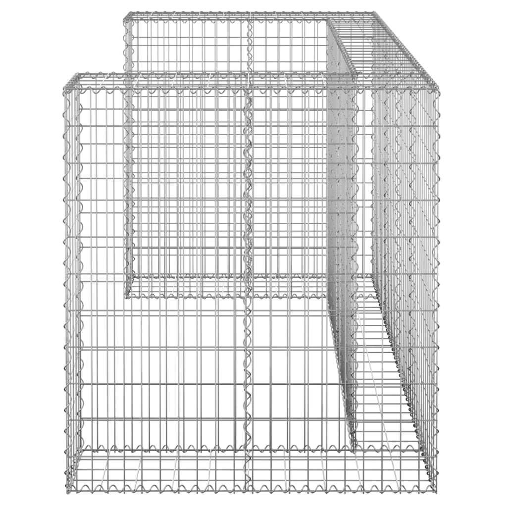 vidaXL Gabionmur för soptunnor galvaniserat stål 180x100x110 cm