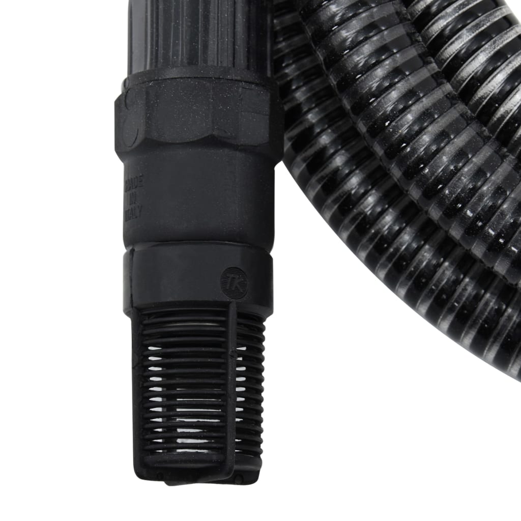 vidaXL Sugslang med kopplingar mässing svart 1" 10 m PVC