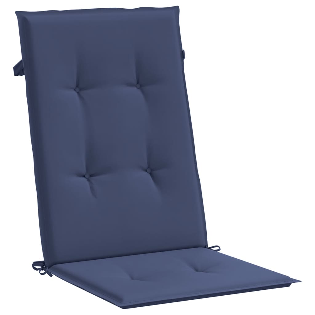 vidaXL Stolsdynor för stolar med hög rygg 4 st marinblå tyg