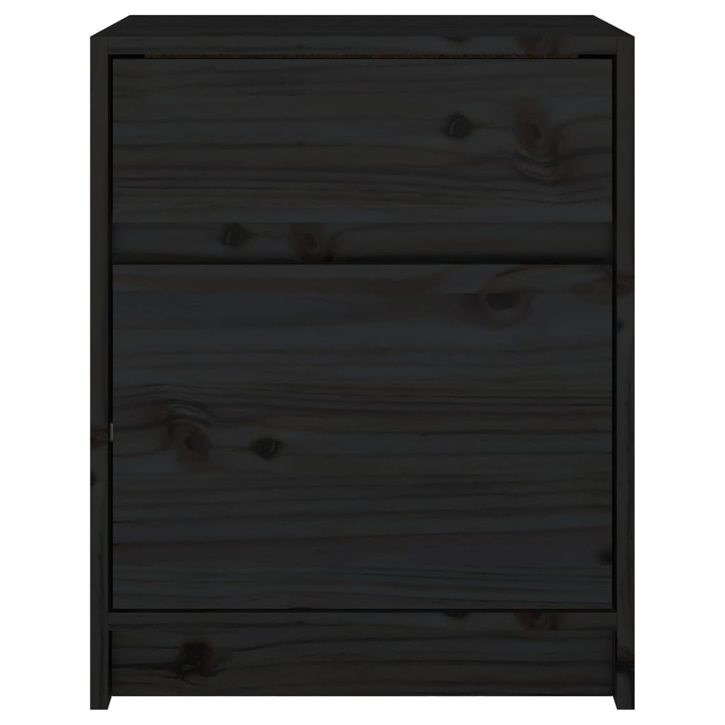 vidaXL Sängbord svart 40x31x50 cm massiv furu