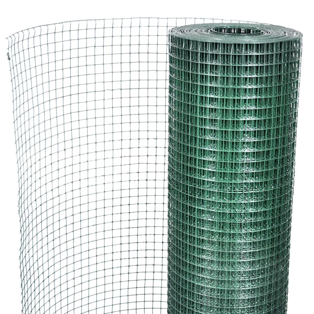 vidaXL Hönsnät galvaniserat med PVC-beläggning 10x1 m grön