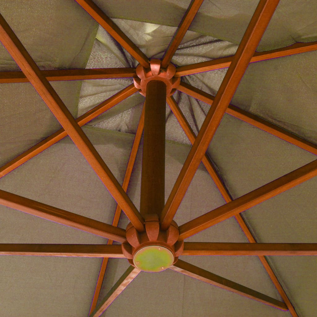 vidaXL Hängande parasoll med stång taupe 3x3 m massivt granträ