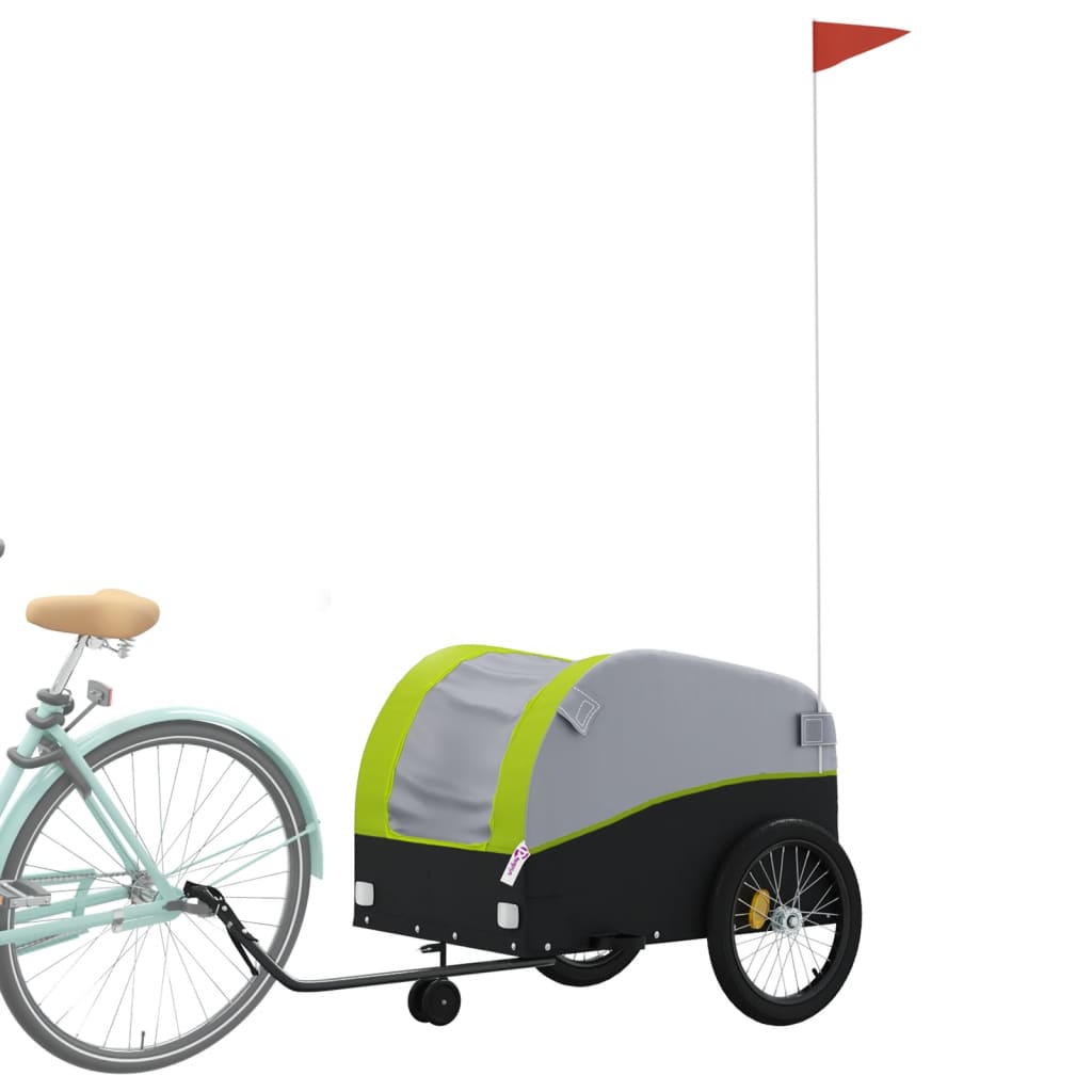 vidaXL Cykelvagn svart och grön 45 kg järn