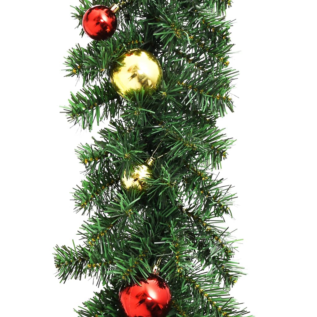 vidaXL Julkrans dekorerad med julkulor och LED-lampor 10 m