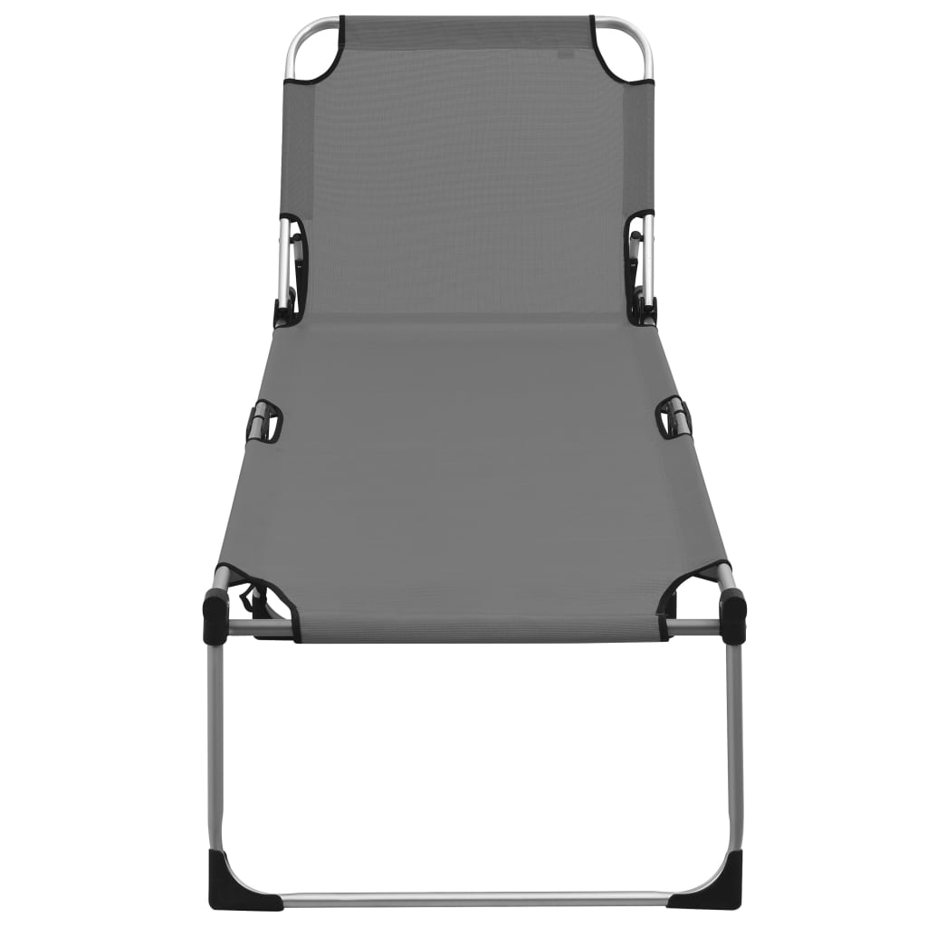 vidaXL Extra hög solstol för seniorer hopfällbar grå aluminium