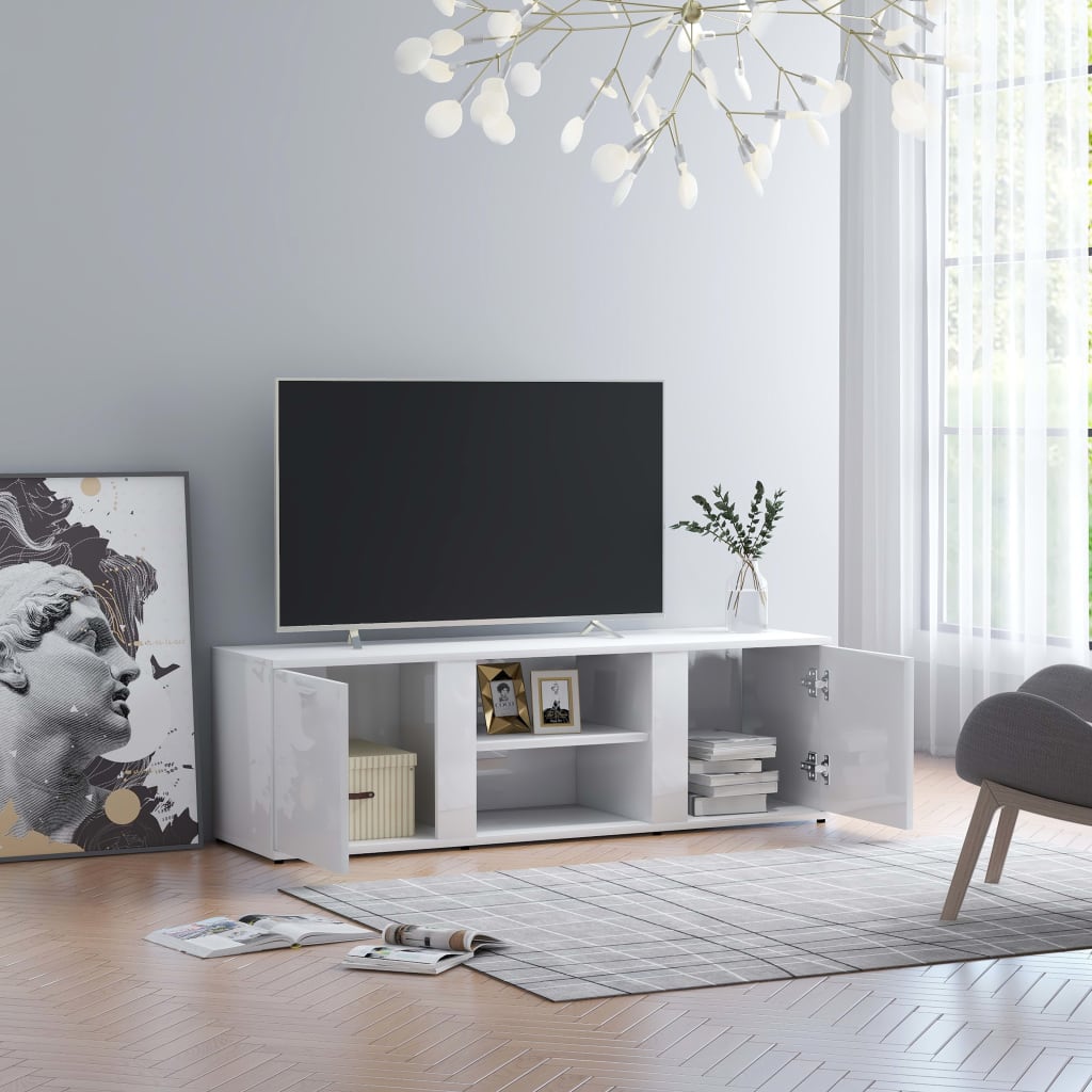 vidaXL TV-bänk vit högglans 120x34x37 cm konstruerat trä