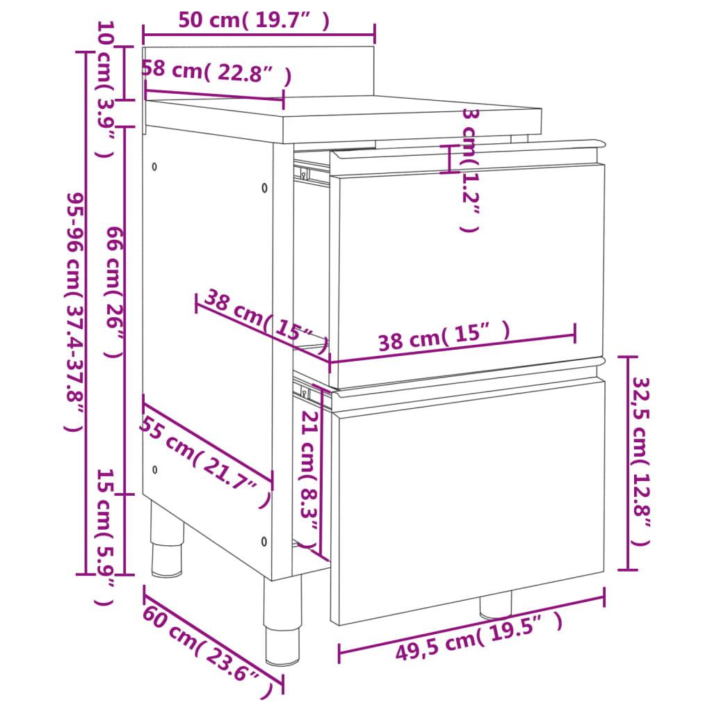 vidaXL Diskbänk för storkök med 2 lådor rostfritt stål