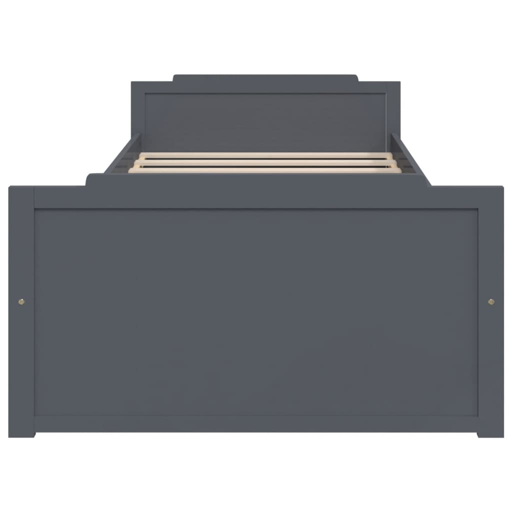vidaXL Sängram med lådor mörkgrå massiv furu 90x200 cm