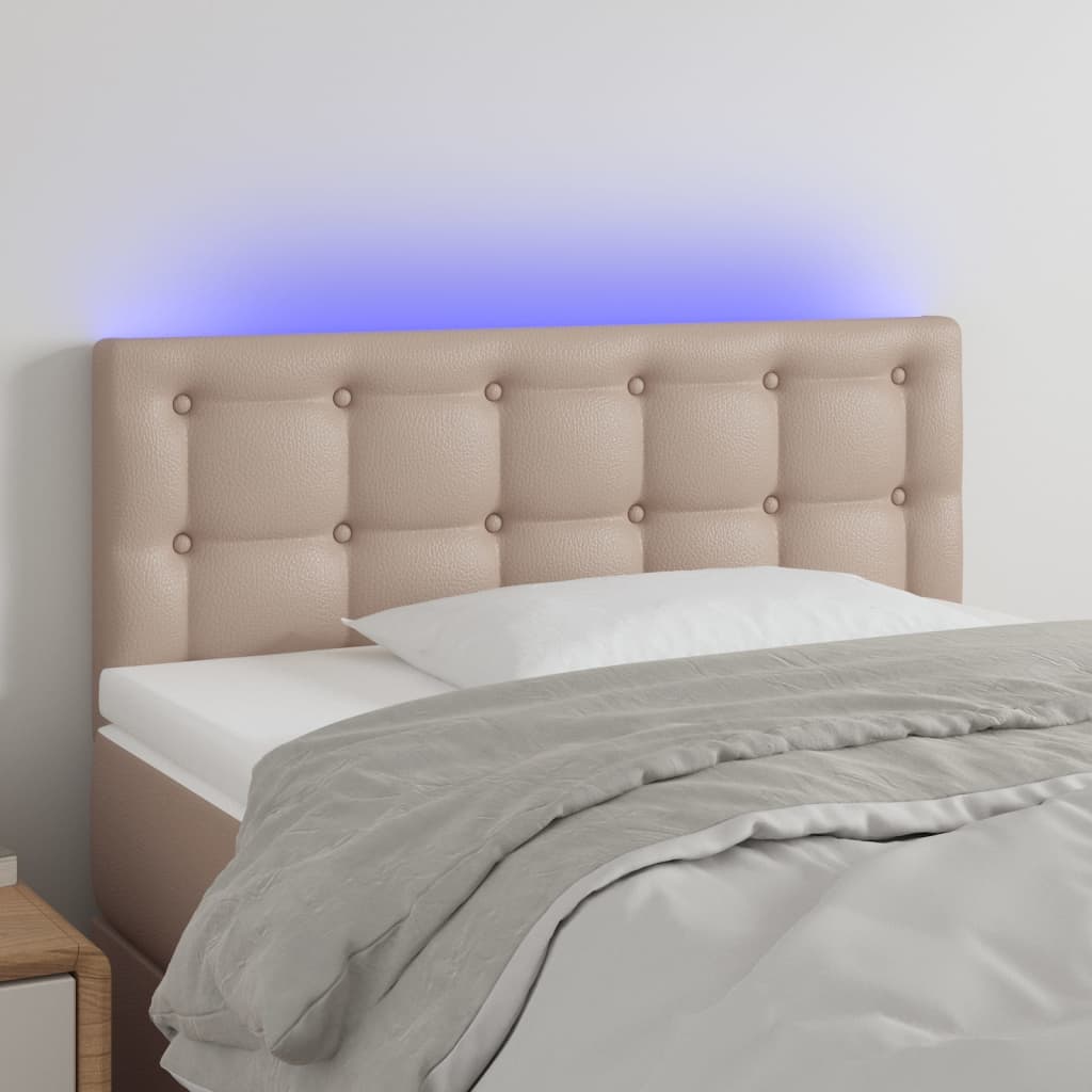 vidaXL Sänggavel LED cappuccino 80x5x78/88 cm konstläder