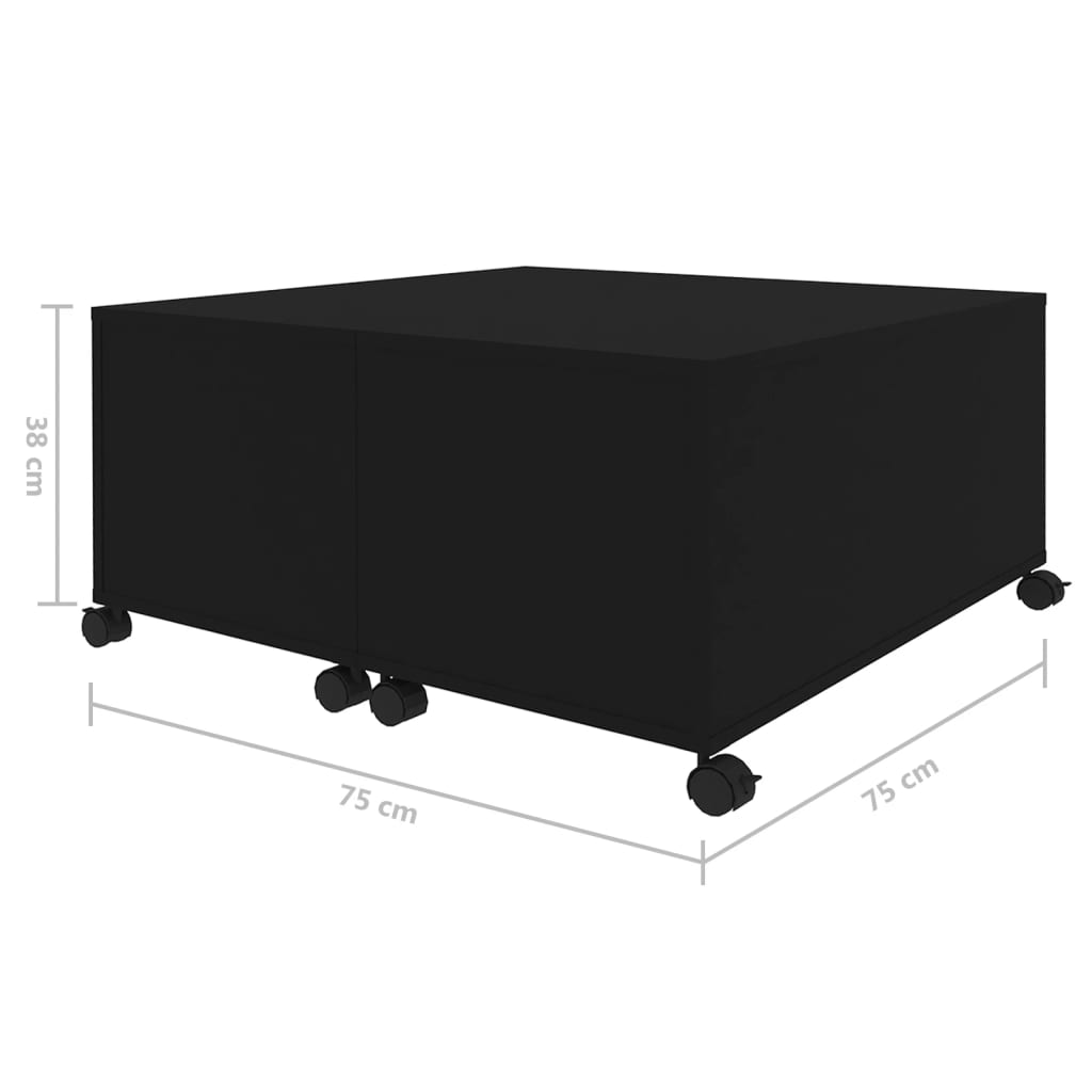 vidaXL Soffbord svart 75x75x38 cm konstruerat trä