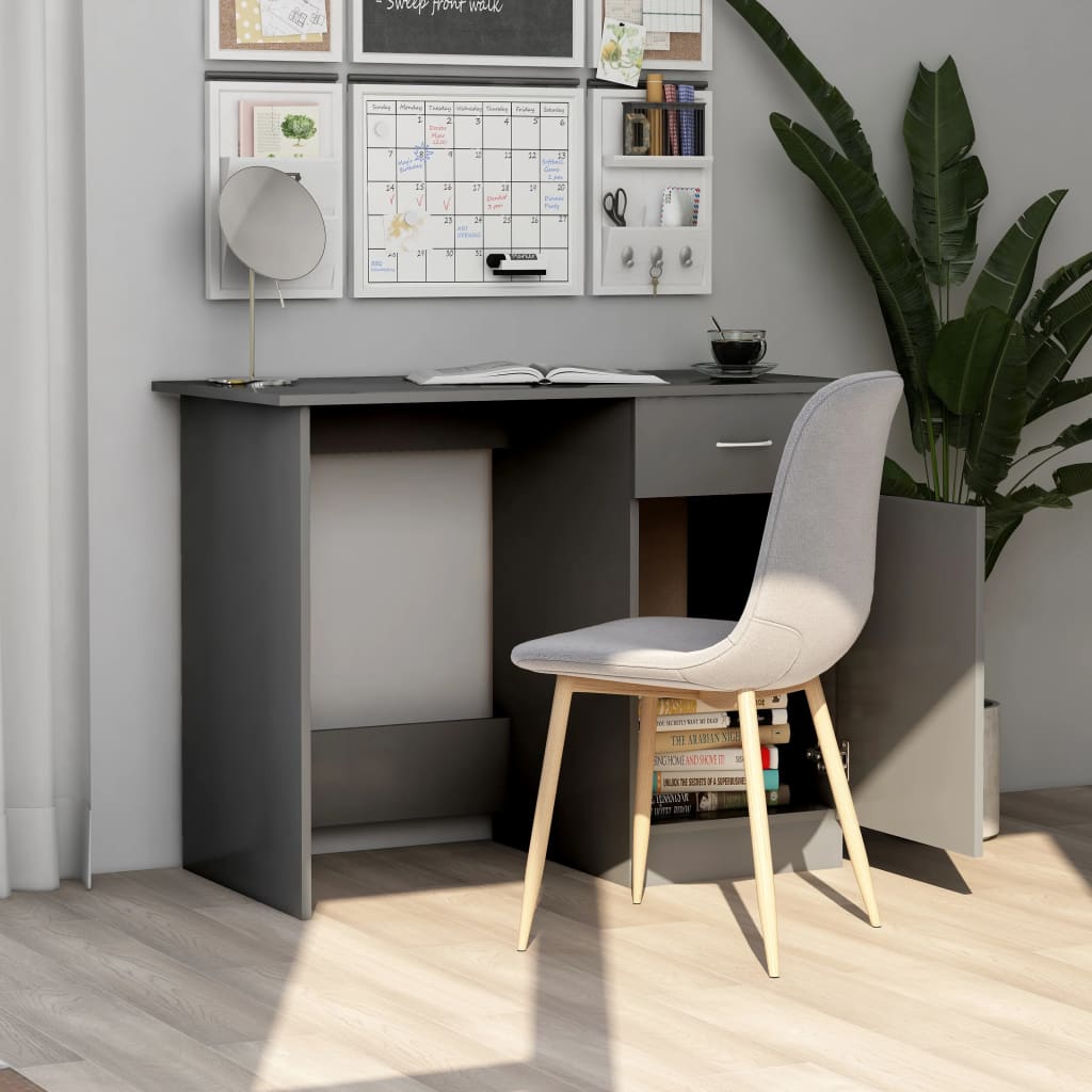 vidaXL Skrivbord grå 100x50x76 cm konstruerat trä