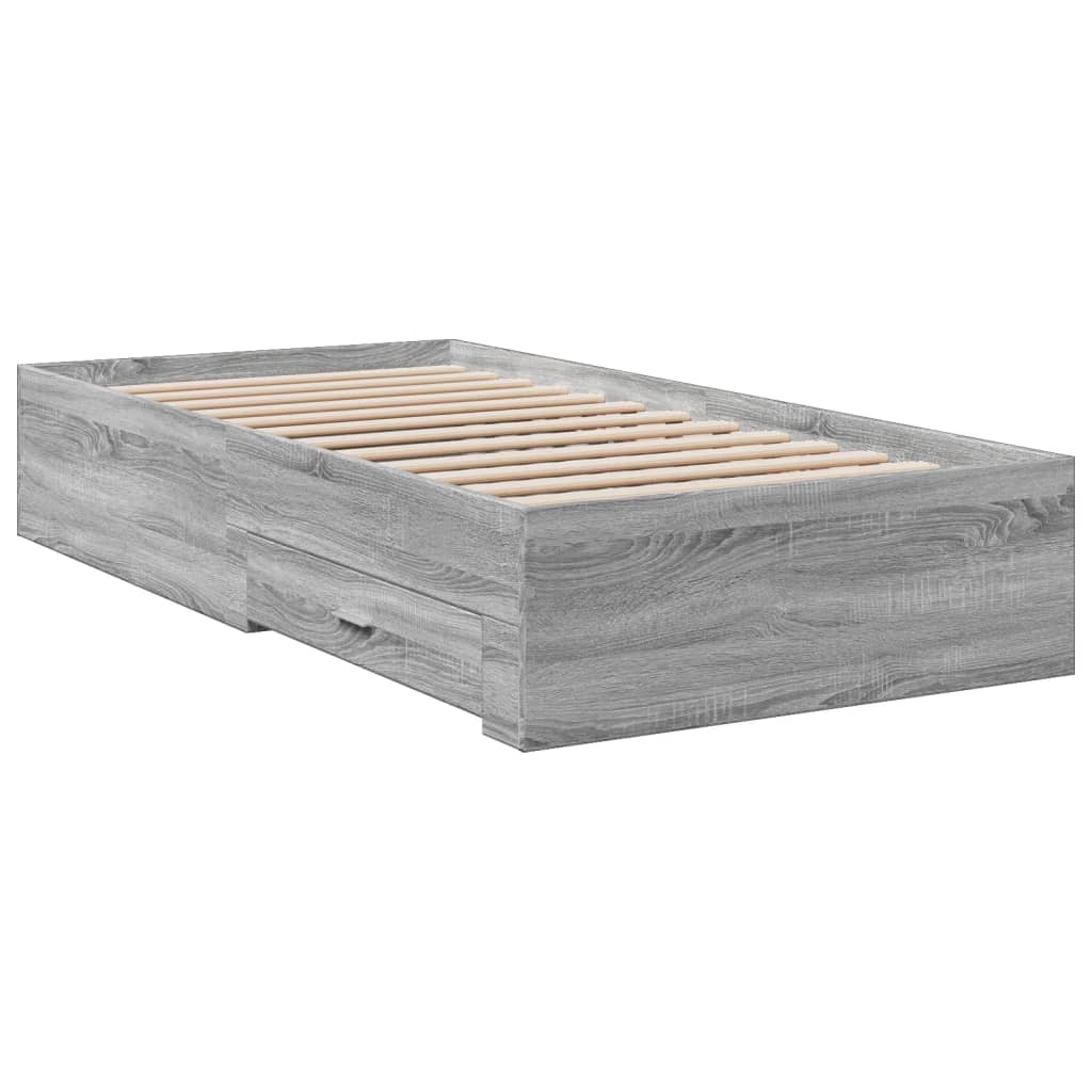 vidaXL Sängram med lådor grå sonoma 90x190 cm konstruerad trä
