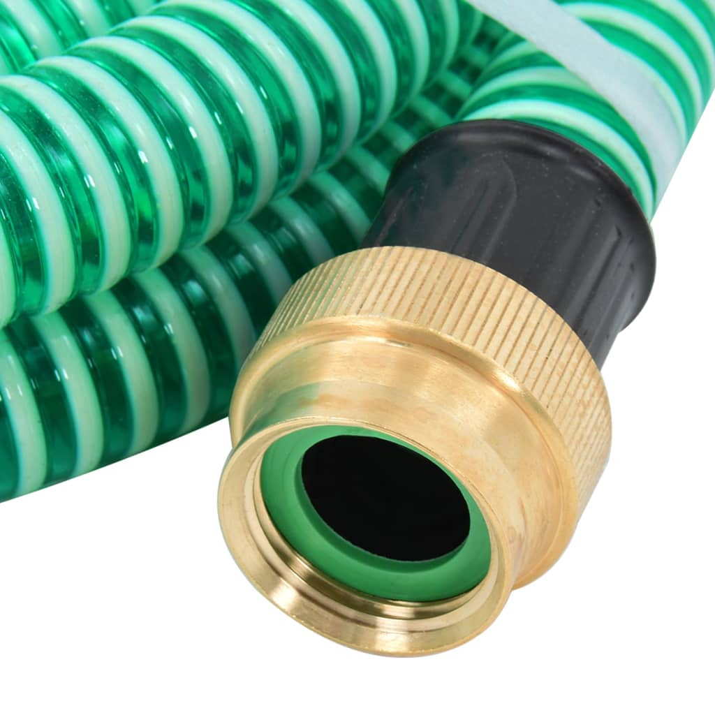 vidaXL Sugslang med kopplingar mässing grön 1,1" 25 m PVC