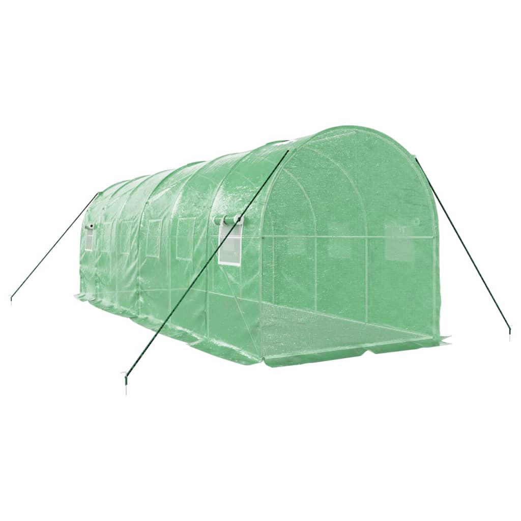 vidaXL Växthus med stålram grön 12 m² 6x2x2 m