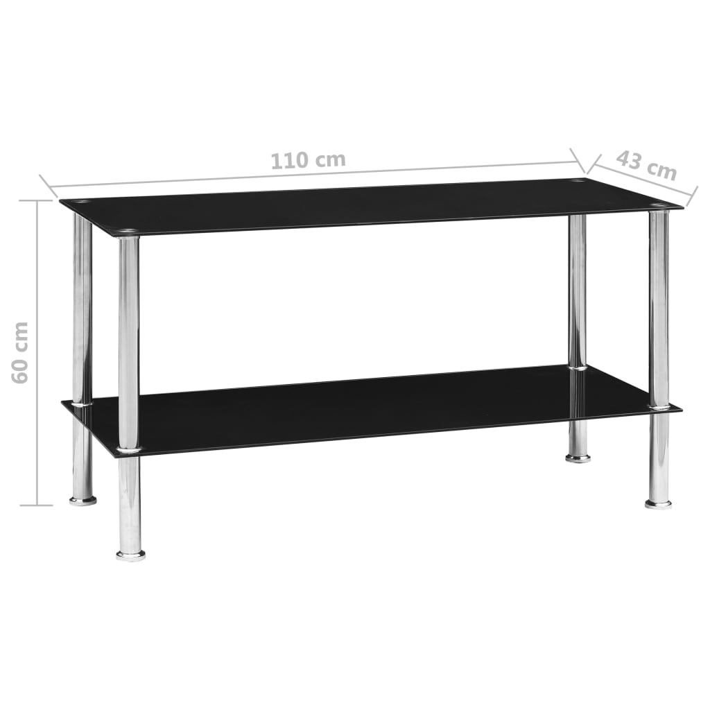 vidaXL Soffbord svart 110x43x60 cm härdat glas