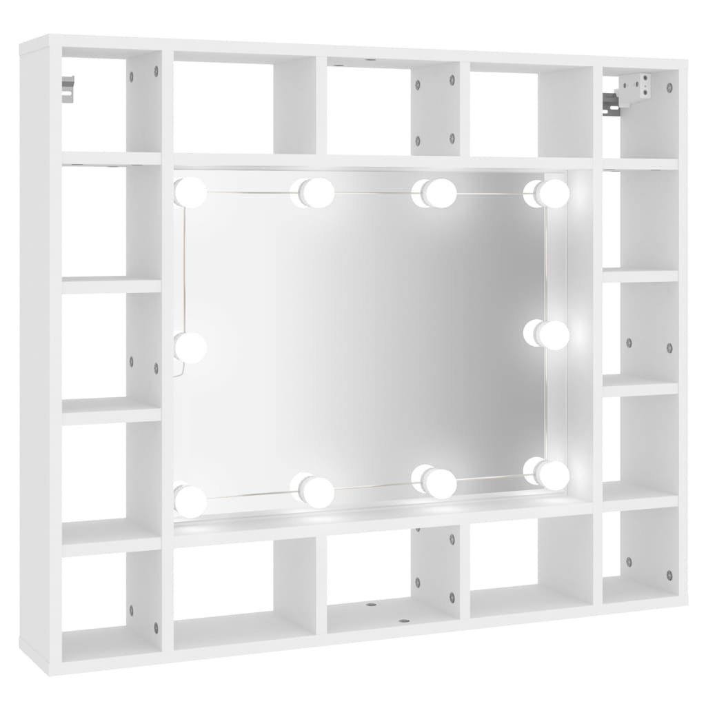 vidaXL Spegelskåp med LED vit 91x15x76,5 cm