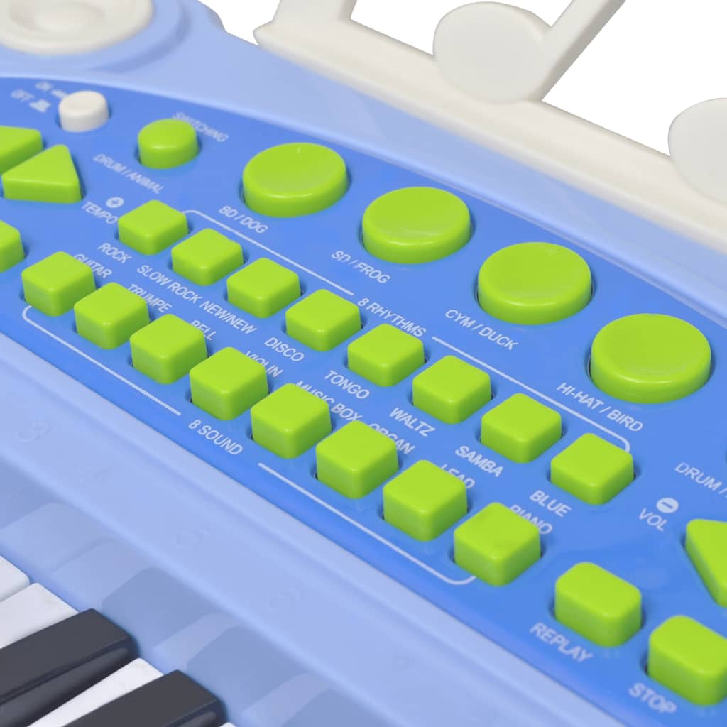 vidaXL Keyboard för barn med pall och mikrofon 37 tangenter blå