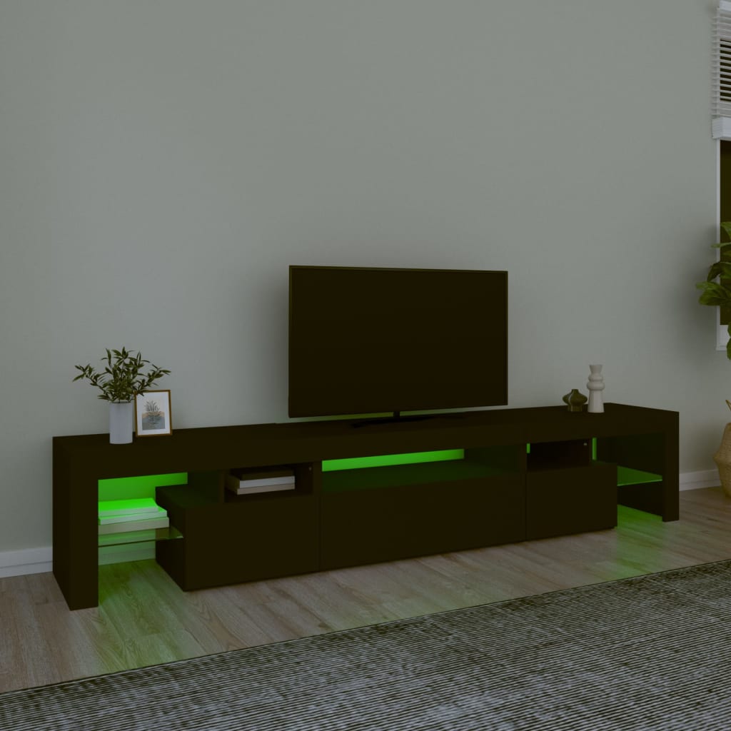 vidaXL Tv-bänk med LED-belysning Svart 215x36,5x40 cm