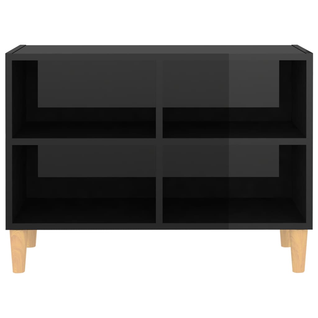 vidaXL TV-bänk med massiva ben svart högglans 69,5x30x50 cm