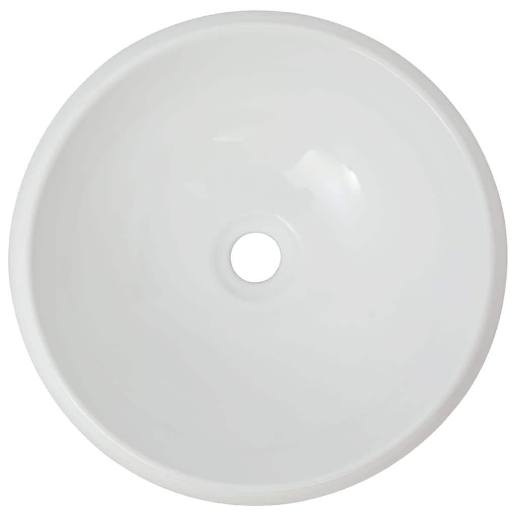 vidaXL Handfat med blandare keramik rund vit