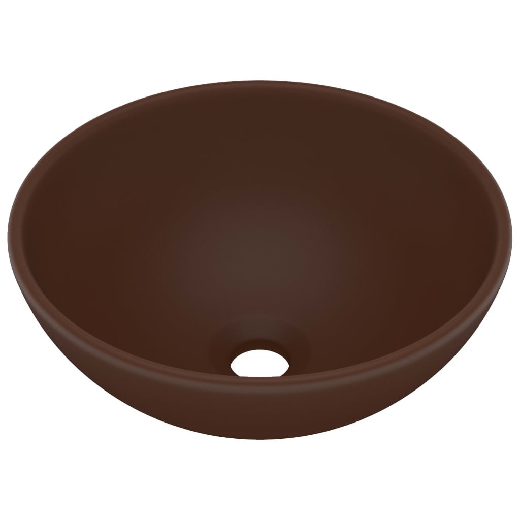 vidaXL Lyxigt runt handfat matt mörkbrun 32,5x14 cm keramik