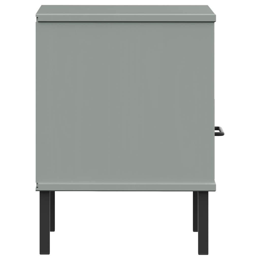 vidaXL Sängbord med metallben OSLO grå massiv furu