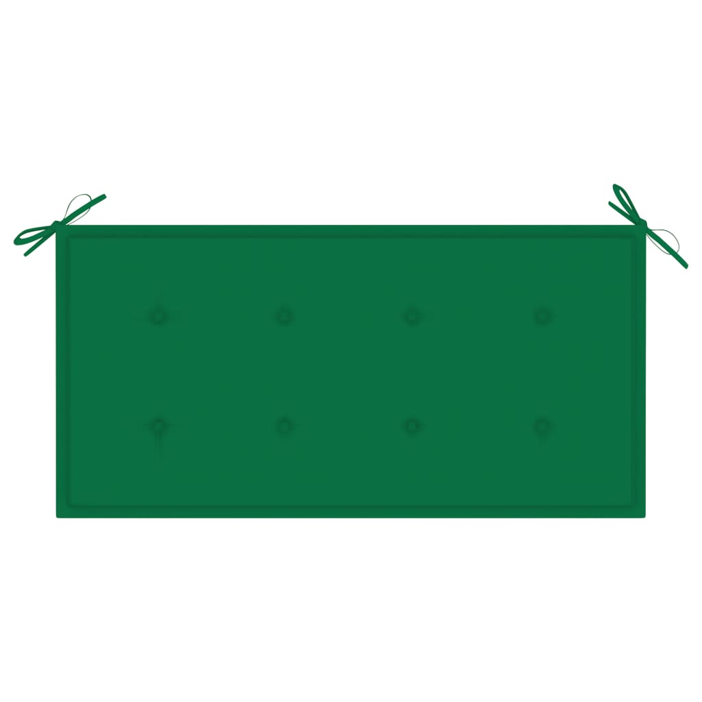 vidaXL Trädgårdsbänk med grön dyna 112 cm massiv teak