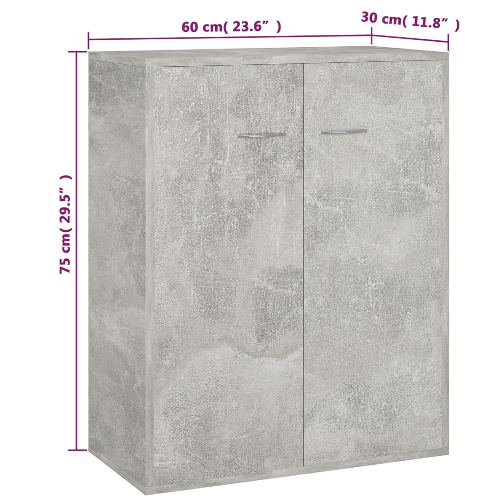 vidaXL Skänk betonggrå 60x30x75 cm spånskiva