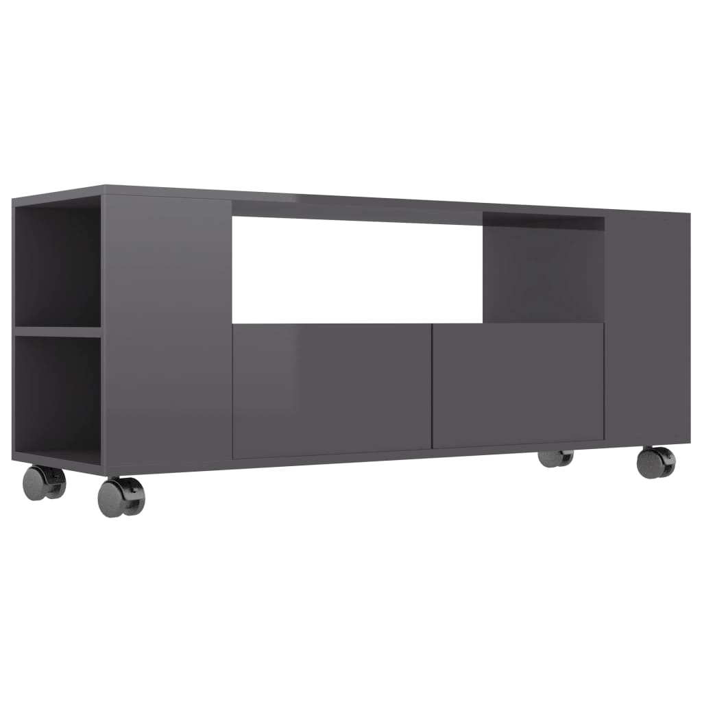 vidaXL TV-bänk grå högglans 120x35x48 cm konstruerat trä