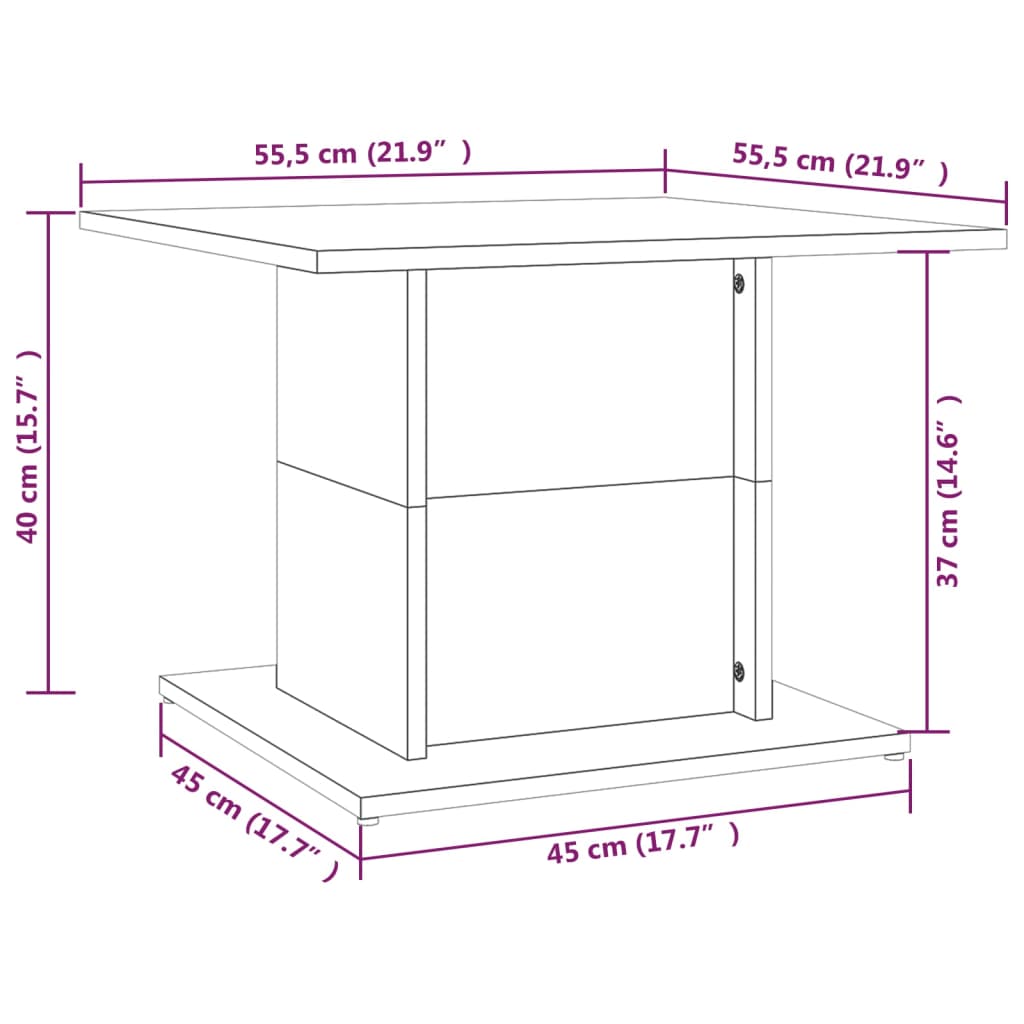 vidaXL Soffbord betonggrå 55,5x55,5x40 cm spånskiva