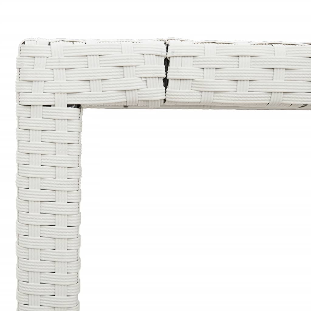 vidaXL Trädgårdsbord med glasskiva vit 190x90x75 cm konstrotting