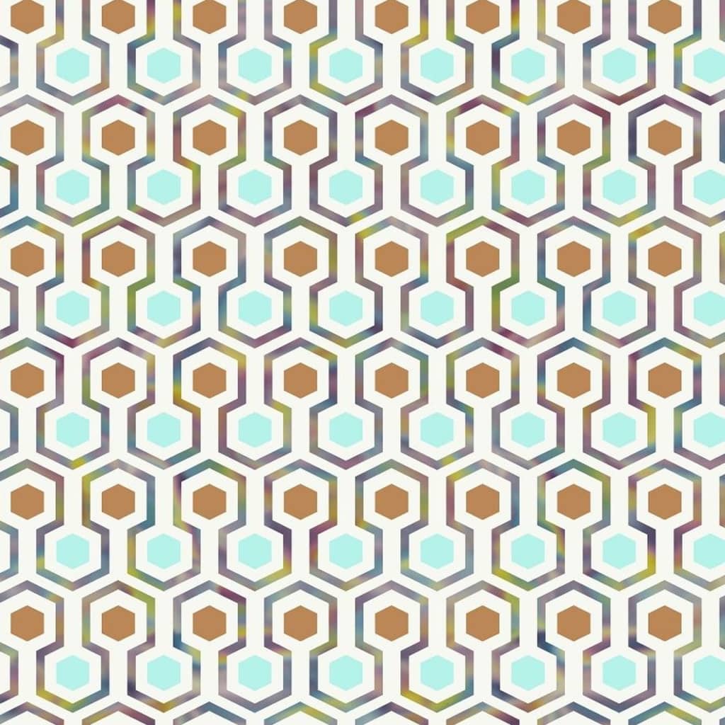 Good Vibes Tapet Hexagon Pattern grön och orange